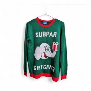 Northern Pole Christmas Sweater XS (Fits S) Green Red Subpar Gift Giver Funny